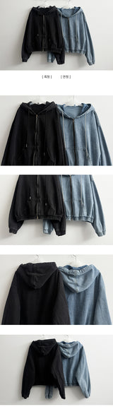 Heat-to-Way Washing Denim Hood Zip-Up