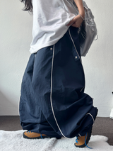 PIPING ナイロンバルーンワイドロングパンツ 🫐💙🖤🩶3COLOR