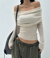 (SOFT-FIT/FALL EFFORTLESS CHIC) ソフトロングスリムボディシャーピングオフショルダーニット