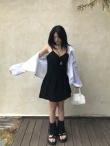 ロエンピンタックレイヤードスリップミニドレス