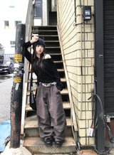 ユニセックスカミヤビンテージスターリベットワイドデニムパンツ