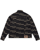 Frayed Logo Denim Jacket - Black