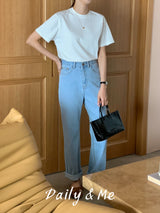 Basic cotton round T-shirt(3color)