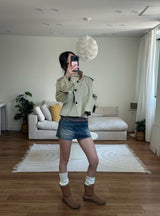 bronze short trench coat