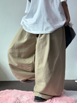 TRACKING BUCKLE NYLON CRINKLE TWO PLEAT WIDE LONG PANTS 💛🖤💚 - 3 COLORS