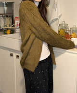 Wood brush hair fur cardigan(2color)
