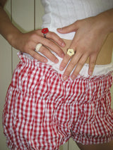  Sewing Button Ring (Flower, Red) 