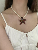 Vintage starfish pearl necklace