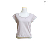 (4color) Damaged U-Neck Layer Contrast Tee