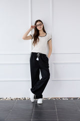 DOTTY RIBBON SHIRRING T-SHIRT