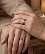 NR-302 Curved Black Line Matte Silver Surgical Ring