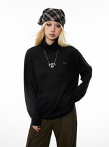 High-neck base layer wool sweater, inner wear knitted sweater