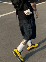 Linen Carpenter denim half pants 2C