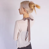 WAVE EDGE ROUND NECK BASIC TENCEL TOP / IVORY