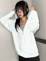 Antale Sheer Oversized Hooded Zip-Up 4color