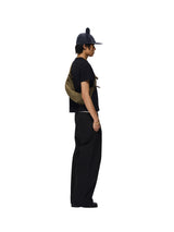 6CRAYON Black Box Fit T-Shirt with Offset Spliced Neckline & Classic Flock Print