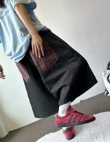 テキチェックポケットワイドデニムバミューダショーツ 2カラー