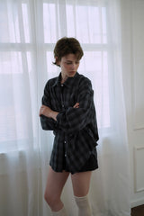 Autumn check shirt_navy