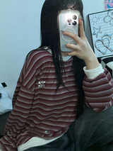 ストライプパッチスウェットシャツニット 🖤❤2COLOR