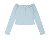 C EYELET RIBBON TIED T_LIGHT BLUE
