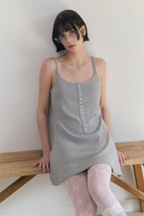 Sweet Dreams Button Mini Dress (Gray)
