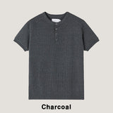 リブショールパッチヘンリーネック半袖Tシャツ