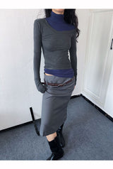 ソフトレイヤードタートルネック長袖Tシャツ