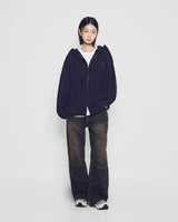 25FW ケーブルニットフーディージップアップ ブラック