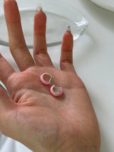[925silver] ピンクエポキシミニピアス