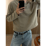 Crop waffle long sleeves(3color)