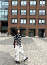 Unisex ホワイトダスティウォッシュドワイドカーゴパンツ
