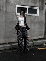 black destroyed wide denim