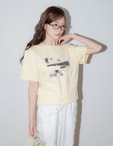 DELAY OFF キャットグラフィックTシャツ (レモン)