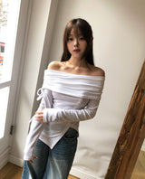 カンツスリットオフショルダー長袖Tシャツ