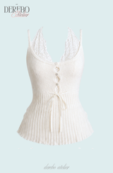 ブラン ハルター レイヤード ニット スリーブレス トップ (BRA SET)