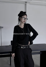 minimal basic V-neck knit (2color)