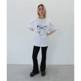 【数量限定】メタリックリボンTシャツ - WHITE
