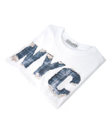 デニムパッチグラフィックTシャツ_ホワイト