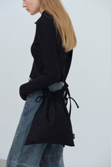 SUEDE STRING SHOULDER BAG - BLACK