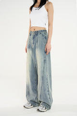 斜め切りワイドデニムパンツ / Diagonal cut wide denim pants