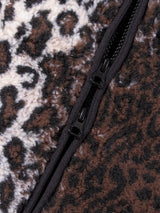 LEOPARD FLEECE ZIP-UP JACKET_Brown