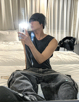 ユニセックスピグメントノースリーブシャツ