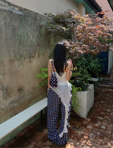 Checked around wide pants