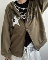 Lace Club Two-way zipper hoodie