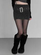 cream belt knit skirt(2 color)