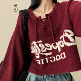 EM String Ribbon Balloon Crop Knit