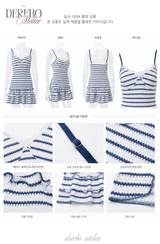 Marine stripe frill dress
