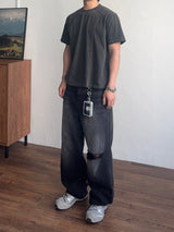 Crop Panel ピグメントハーフTシャツ (4color) (No.974)