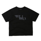 EEERRR Distorted ロゴ オーバークロップフィットTシャツ (ブラック)