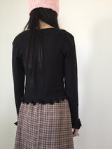 Frill Hem V-Neck Cardigan (3color)